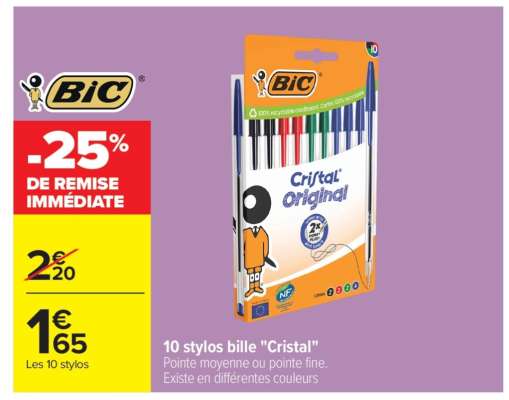 10 stylos bille Cristal