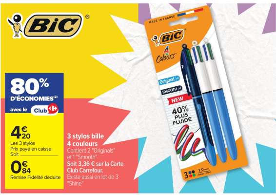 3 stylos-bille 4 couleurs