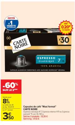 Capsules de café "Maxi format" CARTE NOIRE