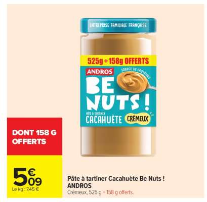 PÂTE À TARTINER CACAHUÈTE "BE NUTS ANDROS"