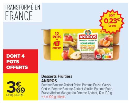 Desserts fruitiers ANDROS