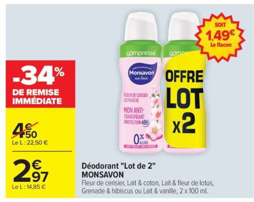 Déodorant "Lot de 2" MONSAVON