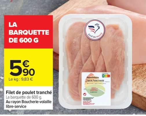Filet de poulet tranché