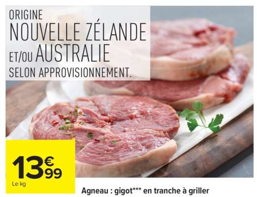 Agneau : gigot*** en tranche à griller