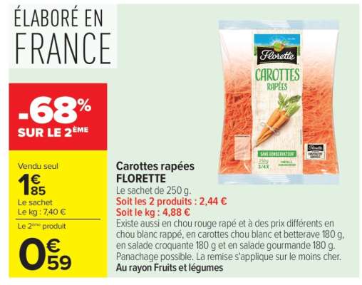 Carottes râpées FLORETTE