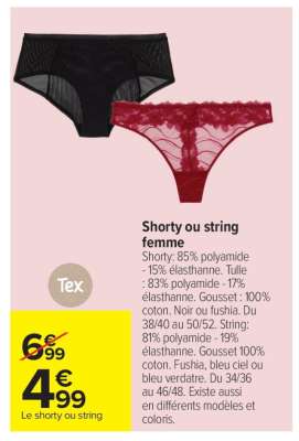 Shorty ou string femme
