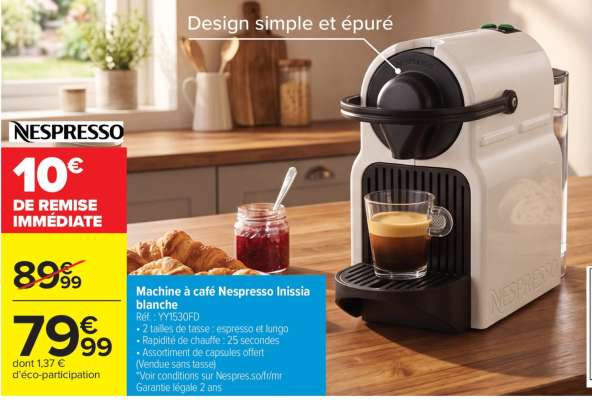 Machine A Café Nespresso Inissia Blanche