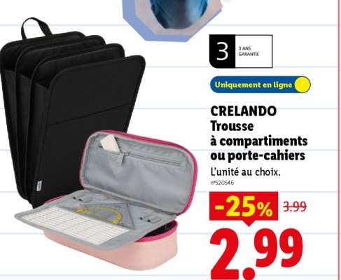CRELANDO Trousse à compartiments ou porte-cahiers