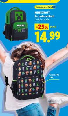 MINECRAFT Sac à dos enfant