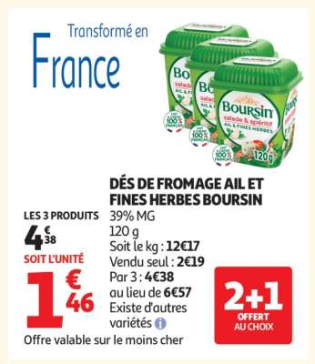 DÉS DE FROMAGE AIL ET FINES HERBES BOURSIN