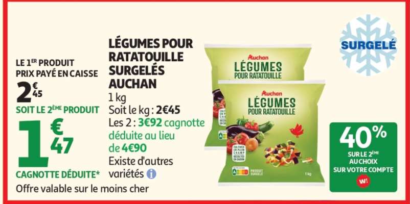 LÉGUMES POUR RATATOUILLE SURGELÉS AUCHAN