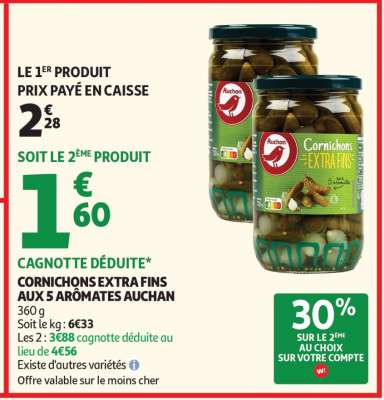 Cornichons Extra Fins Aux 5 Arômates Auchan