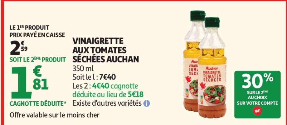 VINAIGRETTE AUX TOMATES SÉCHÉES AUCHAN