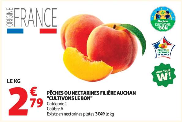 PÊCHES OU NECTARINES FILIÈRE AUCHAN "CULTIVONS LE BON"