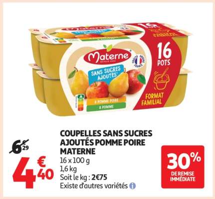 COUPELLES SANS SUCRES AJOUTÉS POMME, POIRE MATERNE