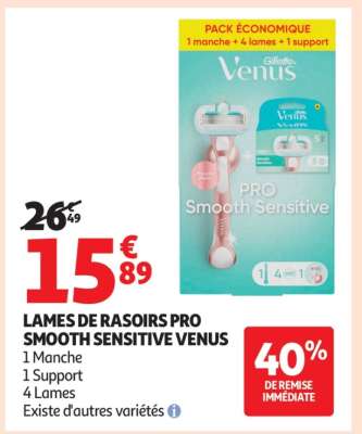 LAMES DE RASOIRS PRO SMOOTH SENSITIVE VENUS