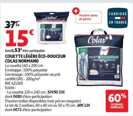 COUETTE LÉGÈRE ÉCO-DOUCEUR COLAS NORMAND
