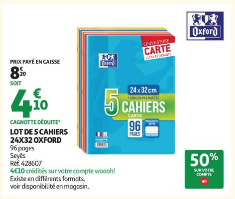 LOT DE 5 CAHIERS 24X32 OXFORD