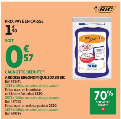 ARDOISE ERGONOMIQUE 20X30 BIC