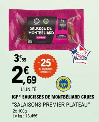 IGP* SAUCISSES DE MONTBÉLIARD CRUES