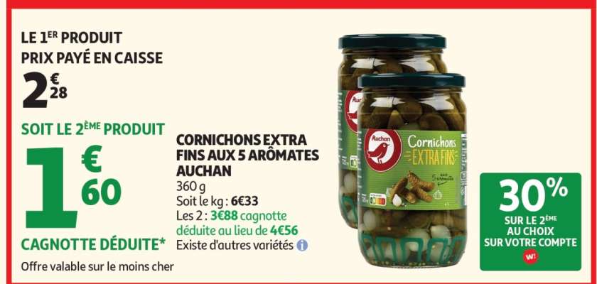 Cornichons Extra Fins Aux 5 Arômates Auchan