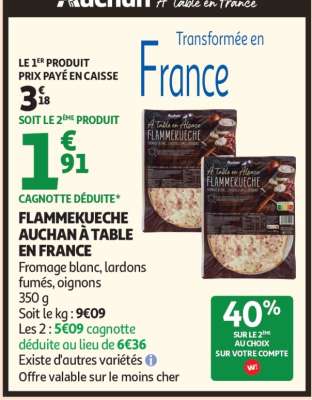 Flammekueche Auchan À Table En France