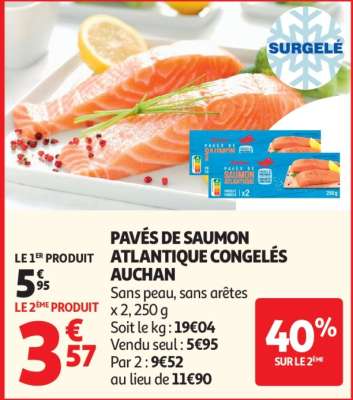 Pavés De Saumon Atlantique Congelés Auchan