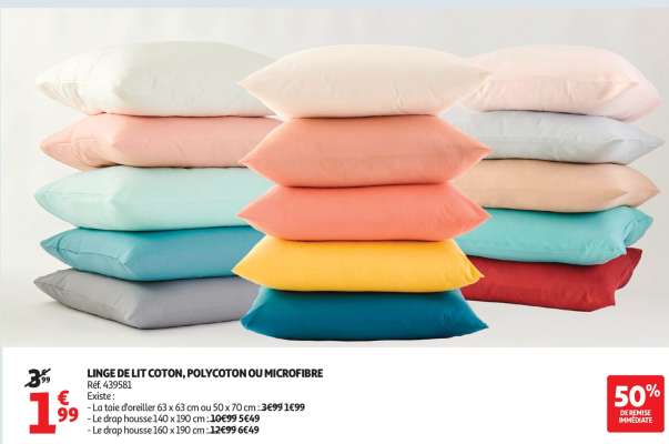 LINGE DE LIT COTON, POLYCOTON OU MICROFIBRE