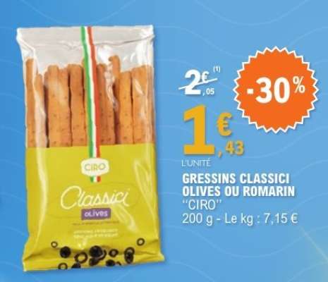GRESSINS CLASSICI OLIVES OU ROMARIN "CIRO"