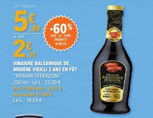 VINAIGRE BALSAMIQUE DE MODÈNE VIEILLI 3 ANS EN FÛT "MONARI FEDERZONI"