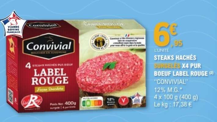 STEAKS HACHÉS SURGELÉS X4 PUR BOEUF LABEL ROUGE