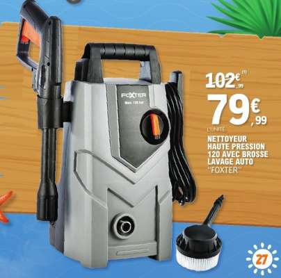 NETTOYEUR HAUTE PRESSION 120 AVEC BROSSE LAVAGE AUTO 'FOXTER'