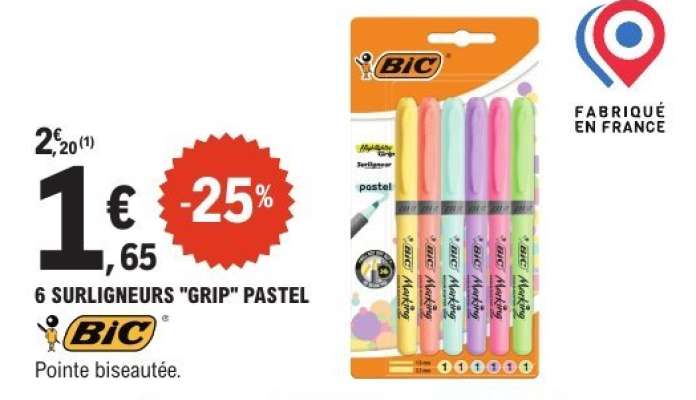 6 surligneurs grip pastel
