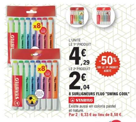 8 SURLIGNEURS FLUO "SWING COOL"