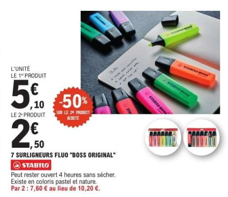 7 SURLIGNEURS FLUO "BOSS ORIGINAL"