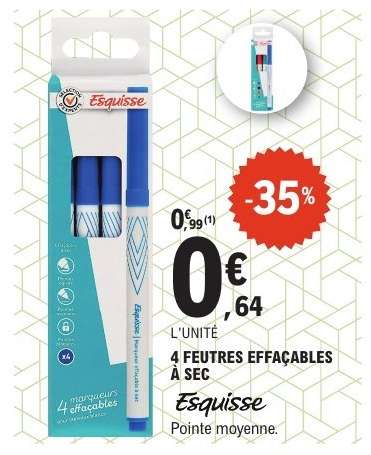 4 FEUTRES EFFAÇABLES À SEC