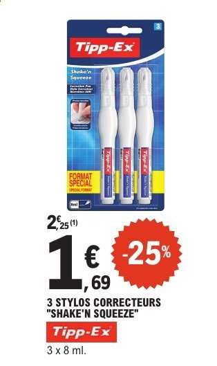 Tipp-Ex 3 Stylos Correcteurs "Shake'n Squeeze"