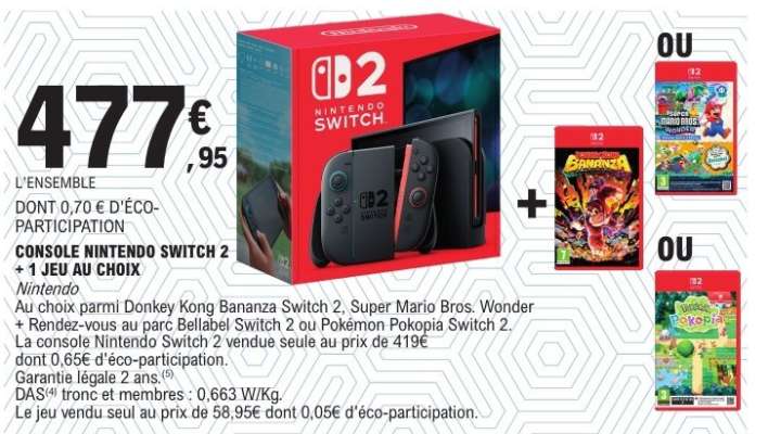 CONSOLE NINTENDO SWITCH 2 + 1 JEU AU CHOIX