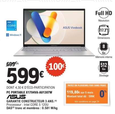 PC PORTABLE X1704VA-AU1307W