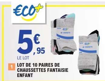 Lot de 10 paires de chaussettes fantaisie enfant