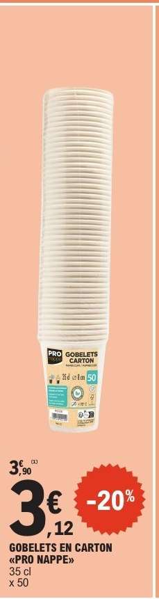 GOBELETS EN CARTON «PRO NAPPE»