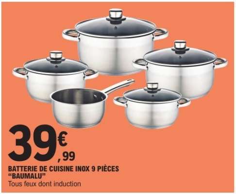 Batterie de cuisine inox 9 pièces "Baumalu"