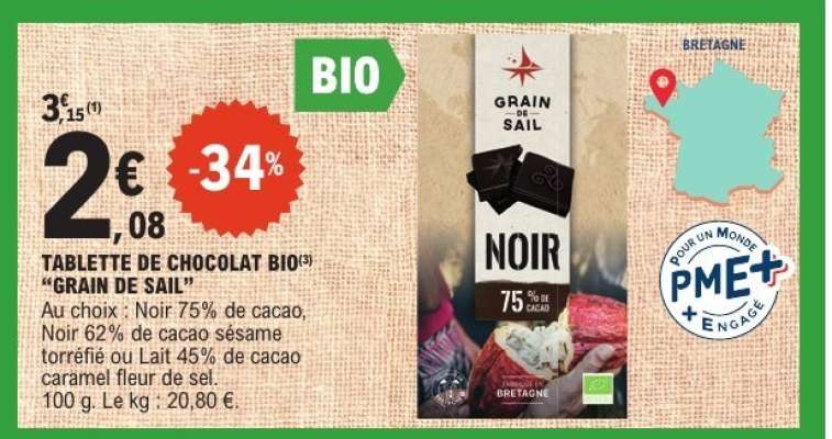Tablette de chocolat Bio GRAIN DE SAIL
