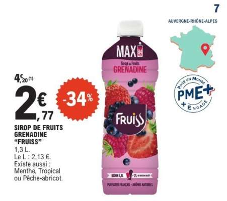 SIROP DE FRUITS GRENADINE "FRUISS"