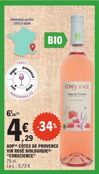 AOP CÔTES DE PROVENCE VIN ROSÉ BIOLOGIQUE 'CONSCIENCE'