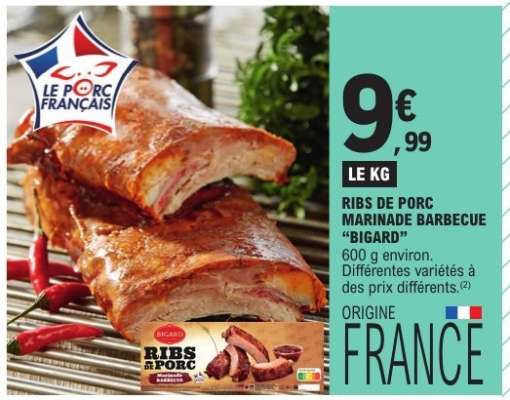 RIBS DE PORC MARINADE BARBECUE "BIGARD"