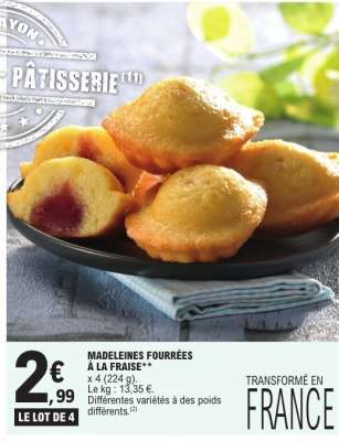 MADELEINES FOURRÉES À LA FRAISE