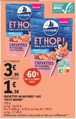 CREVETTES AU NATUREL ASC "PETIT NAVIRE"