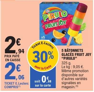 5 BÂTONNETS GLACÉS FRUIT JOY “PIRULO”