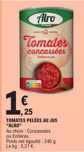 Tomates pelées au jus "Alro"